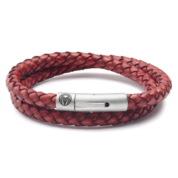 Lucleon Collins | Bracelet à Double Tour En Cuir Rouge 6 Mm 1