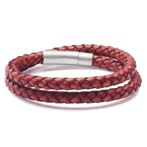 Lucleon Collins | Bracelet à Double Tour En Cuir Rouge 6 Mm 10