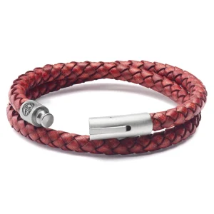 Lucleon Collins | Bracelet à Double Tour En Cuir Rouge 6 Mm 8