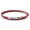 Lucleon Collins | Bracelet à Double Tour En Cuir Tressé Rouge 3 Mm 20