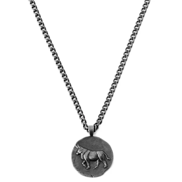 Lucleon Astro | Collier En Acier Inoxydable Argenté Avec Signe Astrologique Du Taureau 1