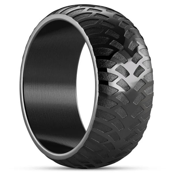 Seizmont Tigris | Bague Noire à Motif Pneumatique – 10 Mm 1