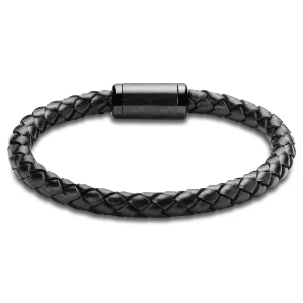 Seizmont Panther | Bracelet Noir En Cuir Et Fibre De Carbone 1