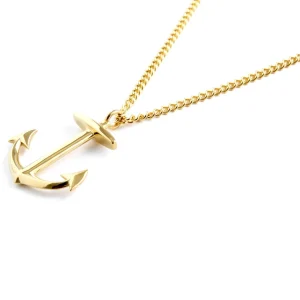 Lucleon Collier Doré à Pendentif Ancre Marine 10