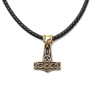 Fort Tempus Collier En Cuir Noir Et Pendentif Marteau De Thor Mjöllnir 16