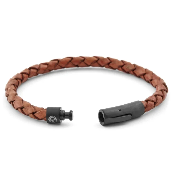 Lucleon Bracelet En Cuir Ocre Et Noir 3