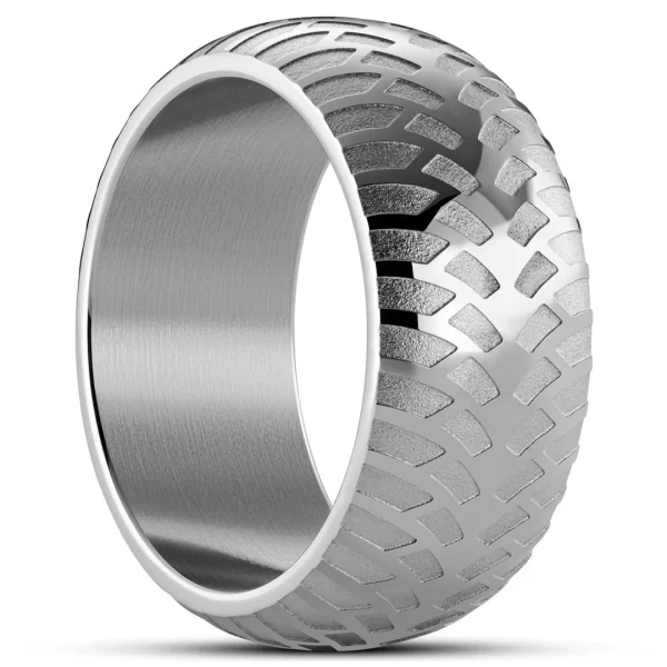 Seizmont Tigris | Bague Argentée à Motif Pneumatique – 10 Mm 1