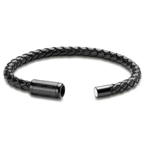 Seizmont Panther | Bracelet Noir En Cuir Et Fibre De Carbone 3