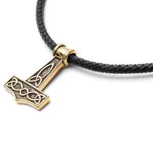 Fort Tempus Collier En Cuir Noir Et Pendentif Marteau De Thor Mjöllnir 18