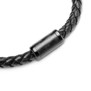 Seizmont Panther | Bracelet Noir En Cuir Et Fibre De Carbone 10