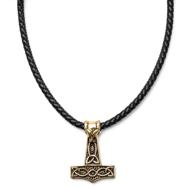 Fort Tempus Collier En Cuir Noir Et Pendentif Marteau De Thor Mjöllnir 1