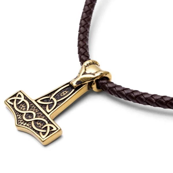 Fort Tempus Collier En Cuir Brun Et Marteau De Ram Thor 3