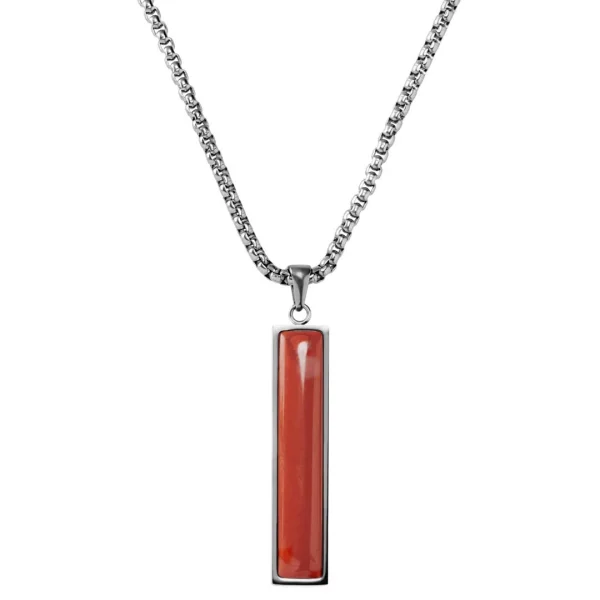 Arkai Collier à Pendentif En Pierre Jaspe Rouge Orisun Abel 1