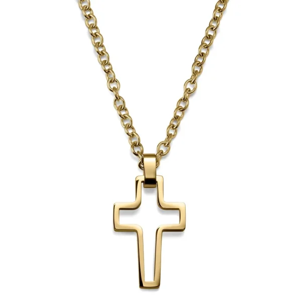 Lucleon Collier à Pendentif Croix Dorée En Acier 1