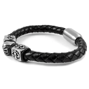 Fort Tempus Bracelet En Cuir Crâne Et Cubes 10