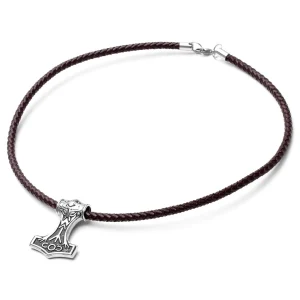 Fort Tempus Collier En Cuir Marron Et Pendentif Viking Double Face 16