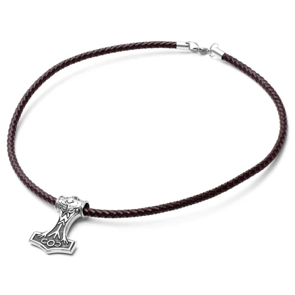 Fort Tempus Collier En Cuir Marron Et Pendentif Viking Double Face 6