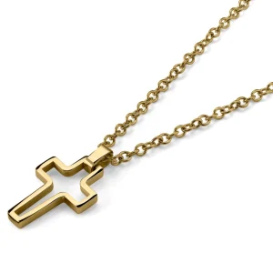 Lucleon Collier à Pendentif Croix Dorée En Acier 9