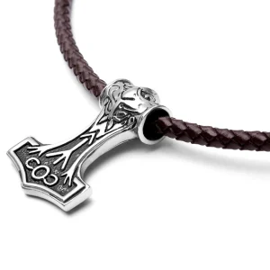 Fort Tempus Collier En Cuir Marron Et Pendentif Viking Double Face 10