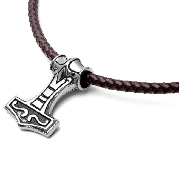 Fort Tempus Collier En Cuir Marron Et Pendentif Viking Double Face 7