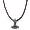 Fort Tempus Collier En Cuir Marron Et Pendentif Viking Double Face 22