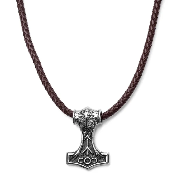 Fort Tempus Collier En Cuir Marron Et Pendentif Viking Double Face 1