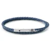 Lucleon Collins | Bracelet à Double Tour En Cuir Tressé Bleu Marine 3 Mm 20