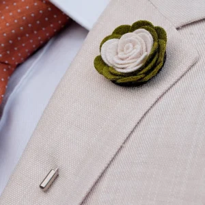 Warren Asher Boutonnière à Fleur Douce Crème Et Olive 12