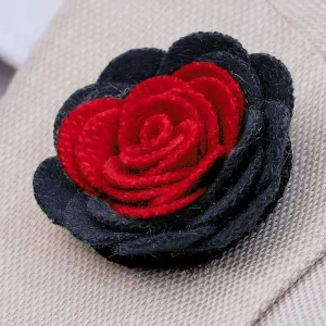 Warren Asher Boutonnière à Fleur Douce Rouge Et Noire 12