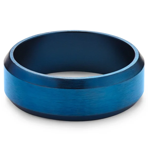 Lucleon Ferrum | Anneau à Bords Biseautés En Acier Inoxydable Bleu Brossé – 8 Mm 6