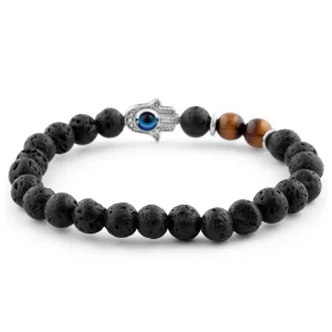 Neshraw Bracelet Pierres De Lave Marron 8