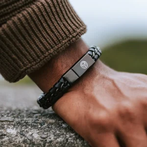 Lucleon Bracelet Tressé En Cuir Noir à Fermoir Magnétique 12