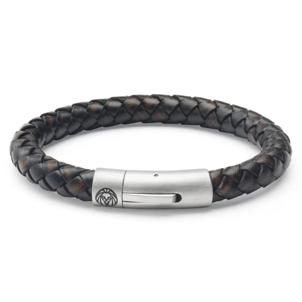 Lucleon Collins | Bracelet En Cuir Tressé Marron 8 Mm 1