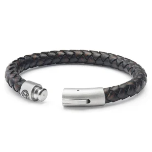 Lucleon Collins | Bracelet En Cuir Tressé Marron 8 Mm 10