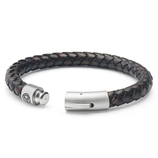 Lucleon Collins | Bracelet En Cuir Tressé Marron 8 Mm 4