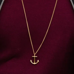 Lucleon Collier Doré à Pendentif Ancre Marine 16