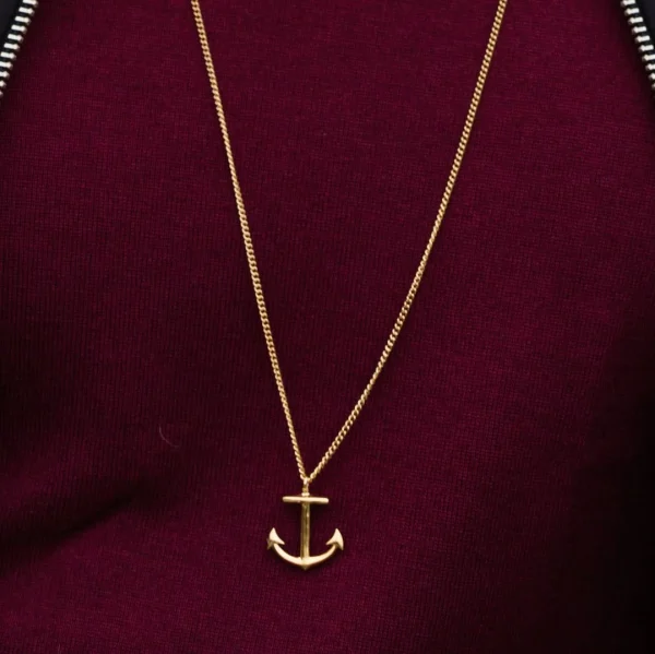 Lucleon Collier Doré à Pendentif Ancre Marine 6