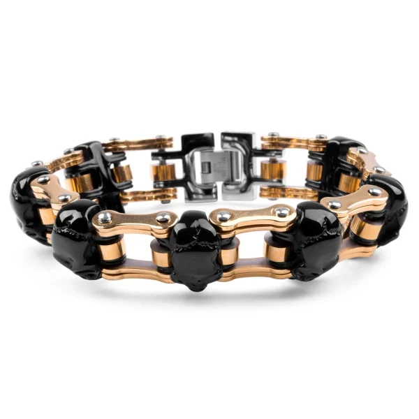 Fort Tempus Bracelet Biker En Acier Chirurgical Noir, Doré Et Argenté 4