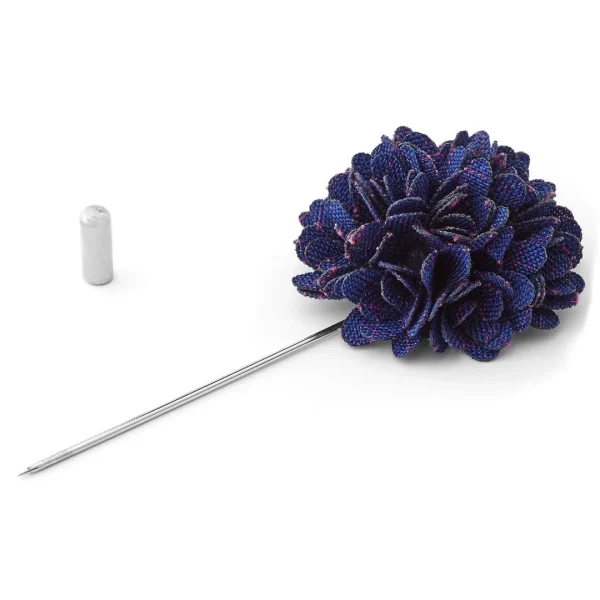 Warren Asher Broche Pour Homme à Fleur Bleu Roi 3