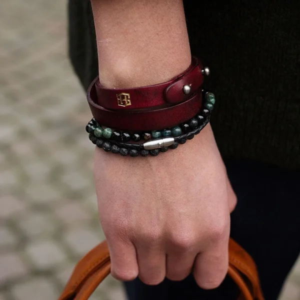 Salt & Hide Bracelet En Cuir Rouge Jackson 5