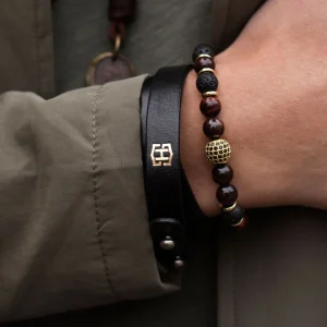 Salt & Hide Bracelet En Cuir Noir Jackson 14