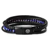 Lucleon Bracelet Naxos En Cuir Noir Et Perles Lapis Lazuli 22