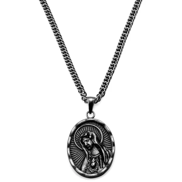 Lucleon Sanctus | Collier Argenté Vintage Le Cœur Immaculé De Marie 1