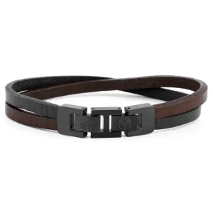 Lucleon Bracelet Roy à Simple Tour En Cuir Foncé Avec Fermoir Noir 10