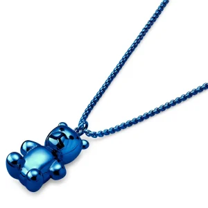 Otsu Egan | Collier à Maille Vénitienne Avec Pendentif Ours En Peluche En Acier Inoxydable Bleu 10