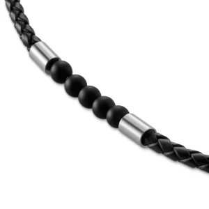 Lucleon Tenvis | Collier En Cuir Avec Onyx Et Pendentifs Argentés 3 Mm 13