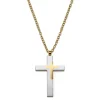 Lucleon Collier à Grand Pendentif Croix En Acier Doré & Argenté 22