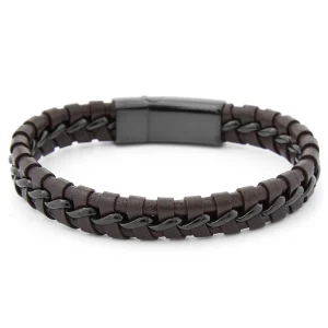 Lucleon Bracelet En Cuir Brun Lacé 16