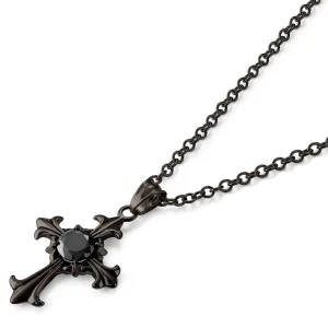 Lucleon Collier à Croix Gothique Couleur Bronze Gunmetal 9