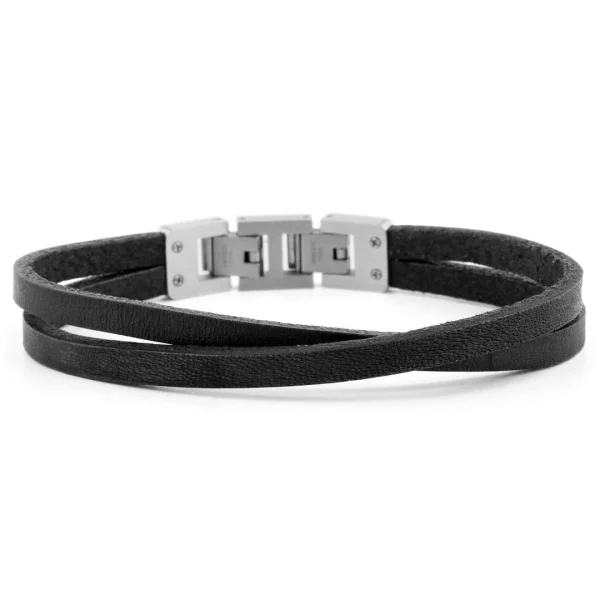 Lucleon Bracelet Roy à Simple Tour En Cuir Foncé Et Fermoir Argenté 1